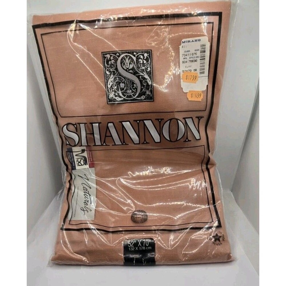 Vintage Shannon Tablecloth Clay Sunweave Fabric 52"x70" Retro 1980s USA Made